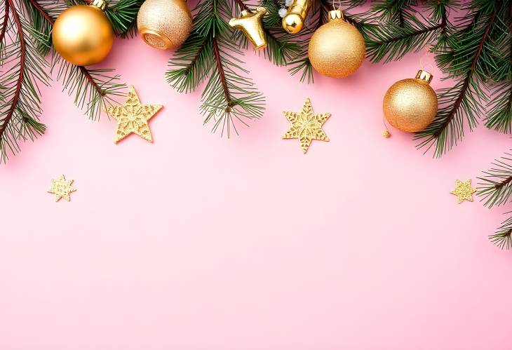 Sophisticated Holiday Golden Christmas Dcor on a Pink Canvas